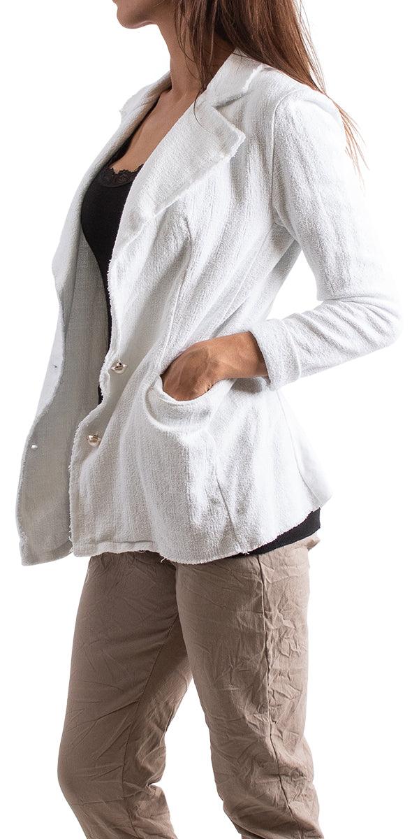 Alessia Blazer - Gigi Moda - Made in Italy # blazer, blazer jacket, cotton, elastic, free shipping, made in italy, one size, OS, resort, resort wear, rolled sleeves