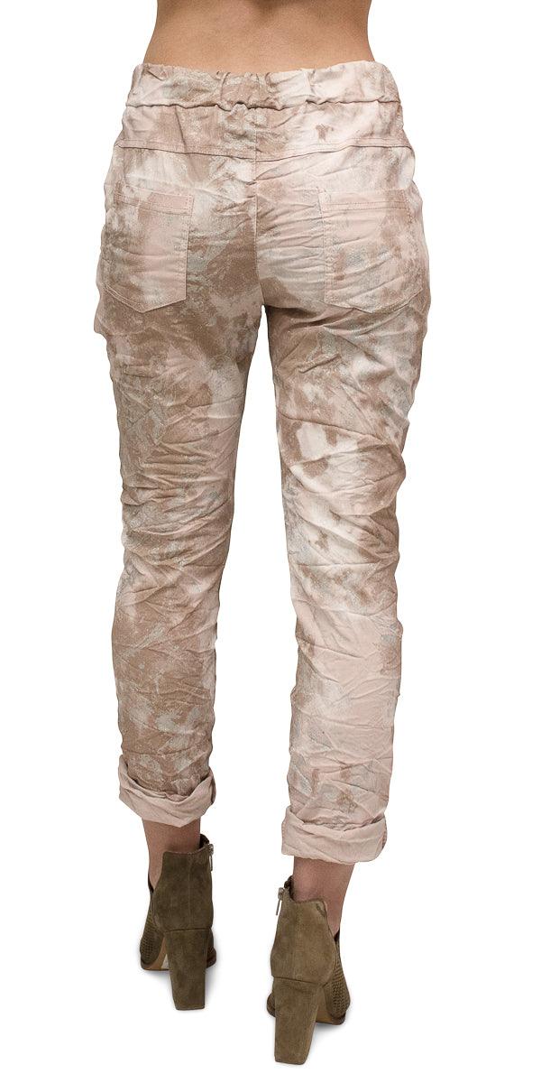 Brillare Pant - Gigi Moda - Made in Italy # cropped pant, elastic, fall, Gigi Moda, glitter, Made in Italy, one size, Pants, rolled hem