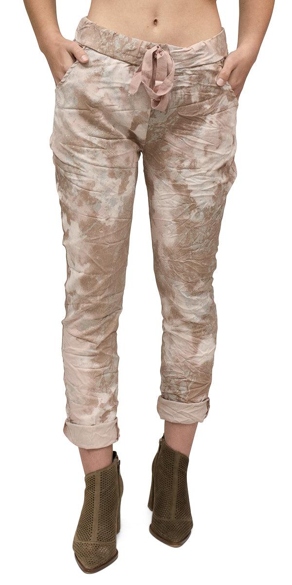 Brillare Pant - Gigi Moda - Made in Italy # cropped pant, elastic, fall, Gigi Moda, glitter, Made in Italy, one size, Pants, rolled hem