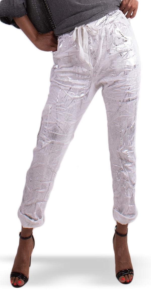 Umbria Cotton Pant - Gigi Moda - Made in Italy # casual, comforatable fit, comfortable, comfy, Cotton, cropped pants, drawstring, drawstring pant, fall, fashion, Gigi Moda, gigimoda, glitter, italian, Made in Italy, new, OS, Pants, pockets, spring, summer