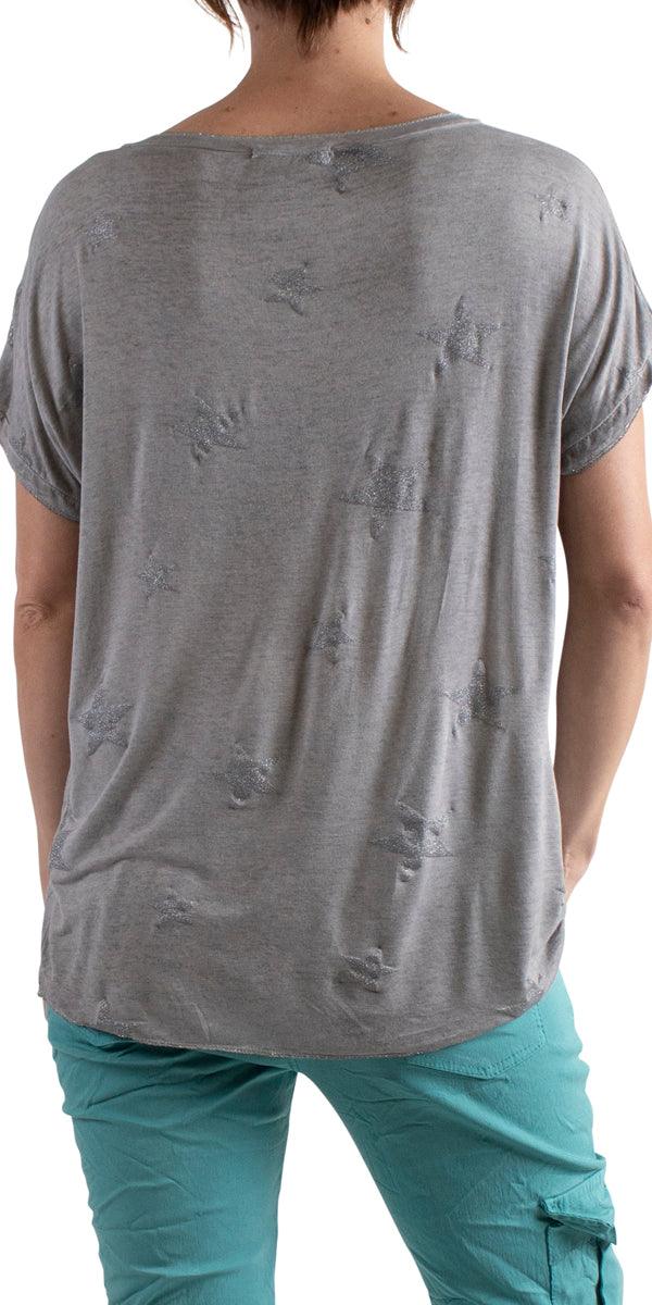 Diva T-Shirt - Gigi Moda - Made in Italy # blouse, gigi moda, glitter, star, star design, t shirt, tee shirt, top, v neck, v-neck tee