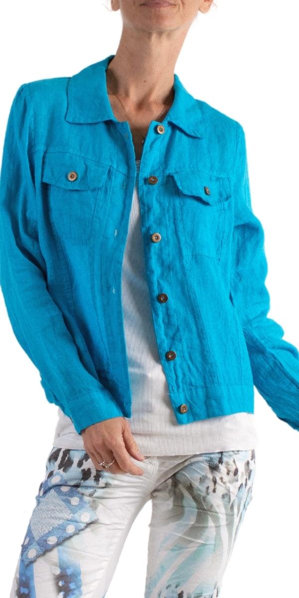 Lorenzo Linen Jacket - Gigi Moda - Made in Italy # 100% Linen, button down, clothing for women, front pockets, Gigi Moda, italian apparel, Jacket, Linen jacket, Made in Italy, OS, solid color, Top, washable