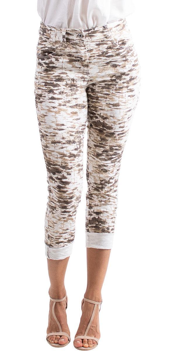 Antonella Brick Sepia Print Pant - Gigi Moda - Made in Italy # clothing for women, comfortable fit, italian clothes, made in italy, pant, Sepia Brick Print, womens clothing
