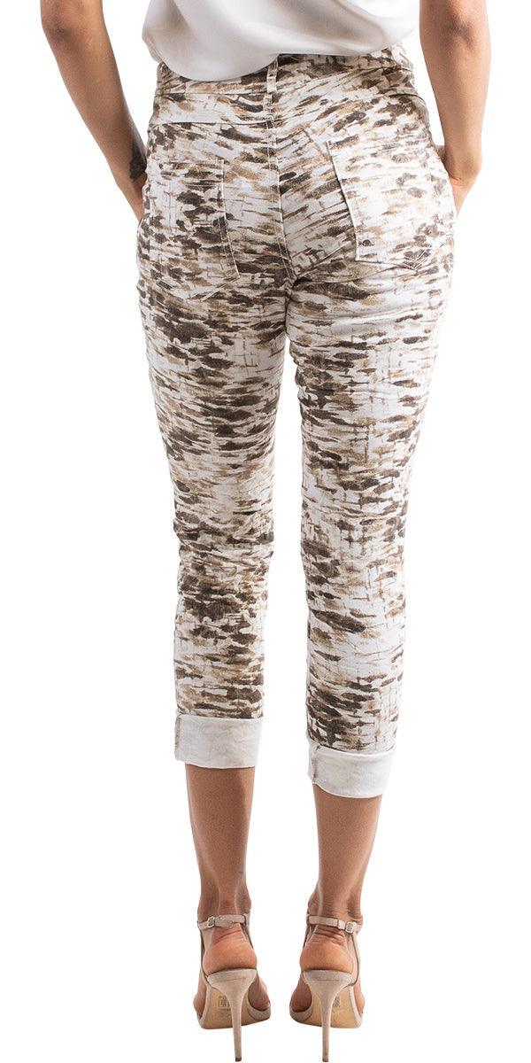 Antonella Brick Sepia Print Pant - Gigi Moda - Made in Italy # clothing for women, comfortable fit, italian clothes, made in italy, pant, Sepia Brick Print, womens clothing