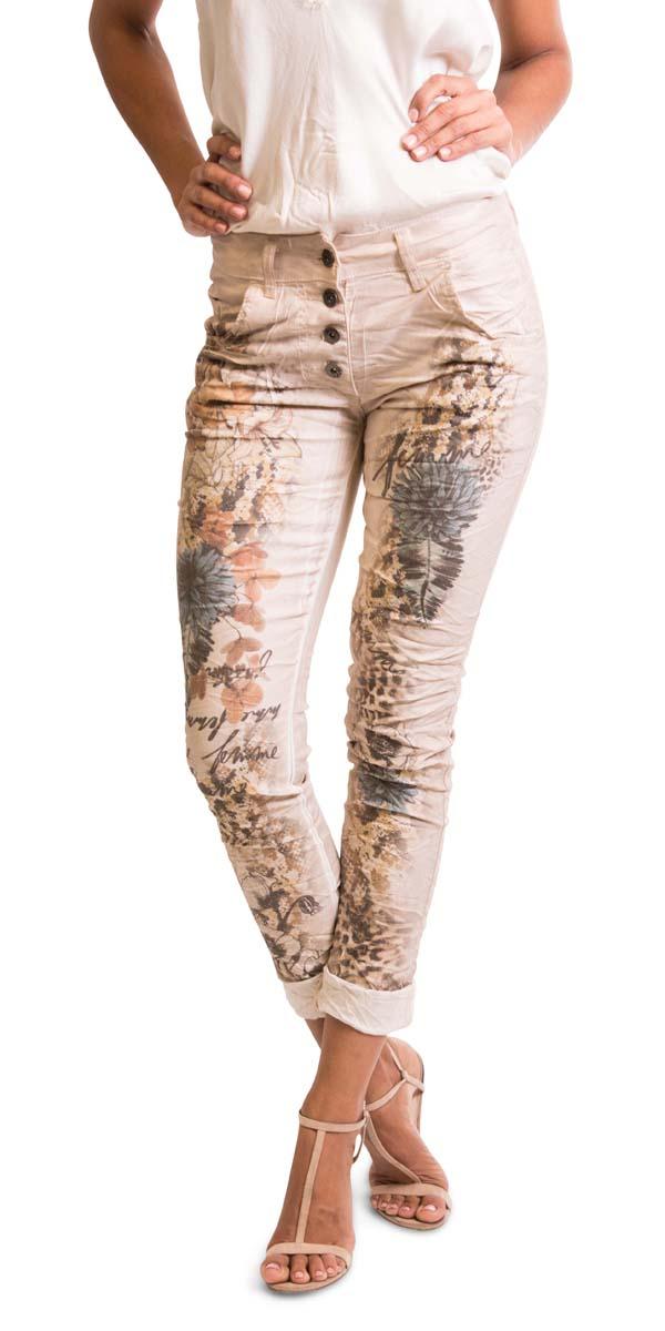 Fall & Dahlia Flowers Jeans - Gigi Moda - Made in Italy # ankle, cotton, Dahlia, Fall, Flowers, gigi moda, h216, H216FF, made in italy, resort, resort wear, Skinny