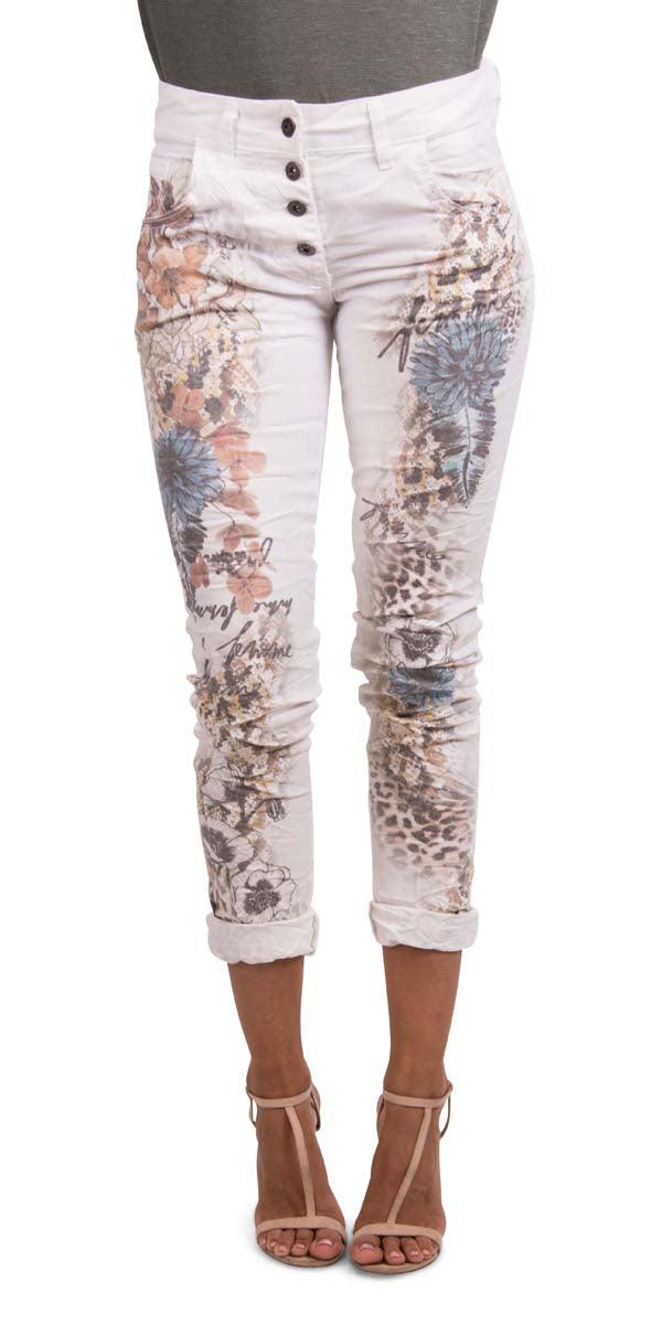 Fall & Dahlia Flowers Jeans - Gigi Moda - Made in Italy # ankle, cotton, Dahlia, Fall, Flowers, gigi moda, h216, H216FF, made in italy, resort, resort wear, Skinny