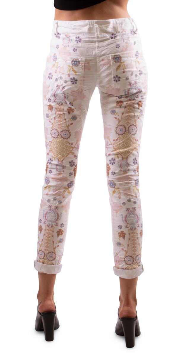 Viviana Small Flower Print Jean - Gigi Moda - Made in Italy # Made in Italy, multiple sizes, Pants, Print