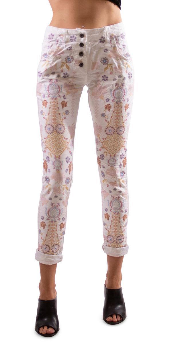 Viviana Small Flower Print Jean - Shop Gigi Moda - Made in Italy # Made in Italy, multiple sizes, Pants, Print