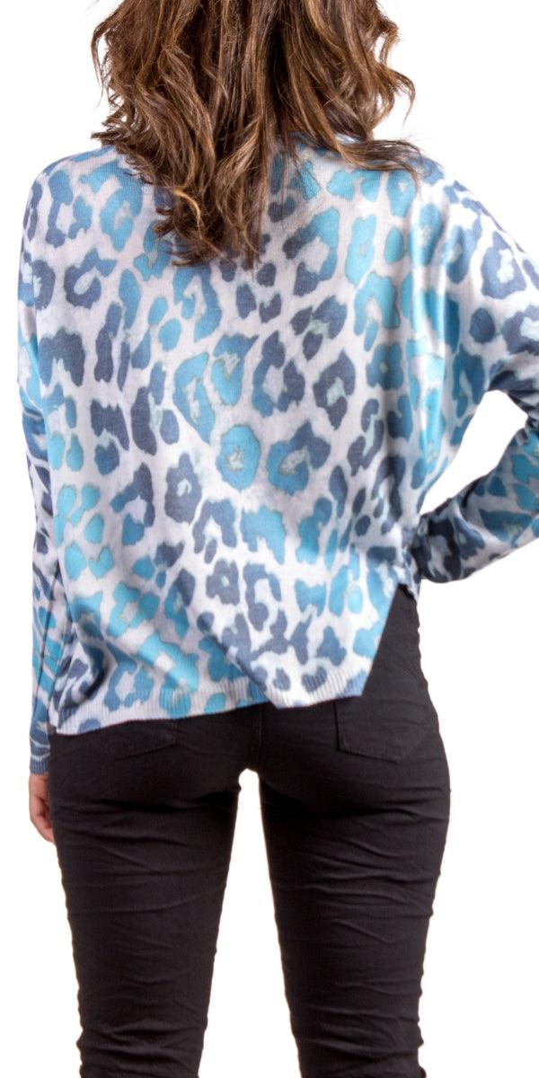 Fedra Sweater - Gigi Moda - Made in Italy # animal print, Blouses, Comforatable fit, Gigi Moda, heart, Leopard Print, Long Sleeve, Made in Italy, Scoop Neck, Tops, Womans clothing