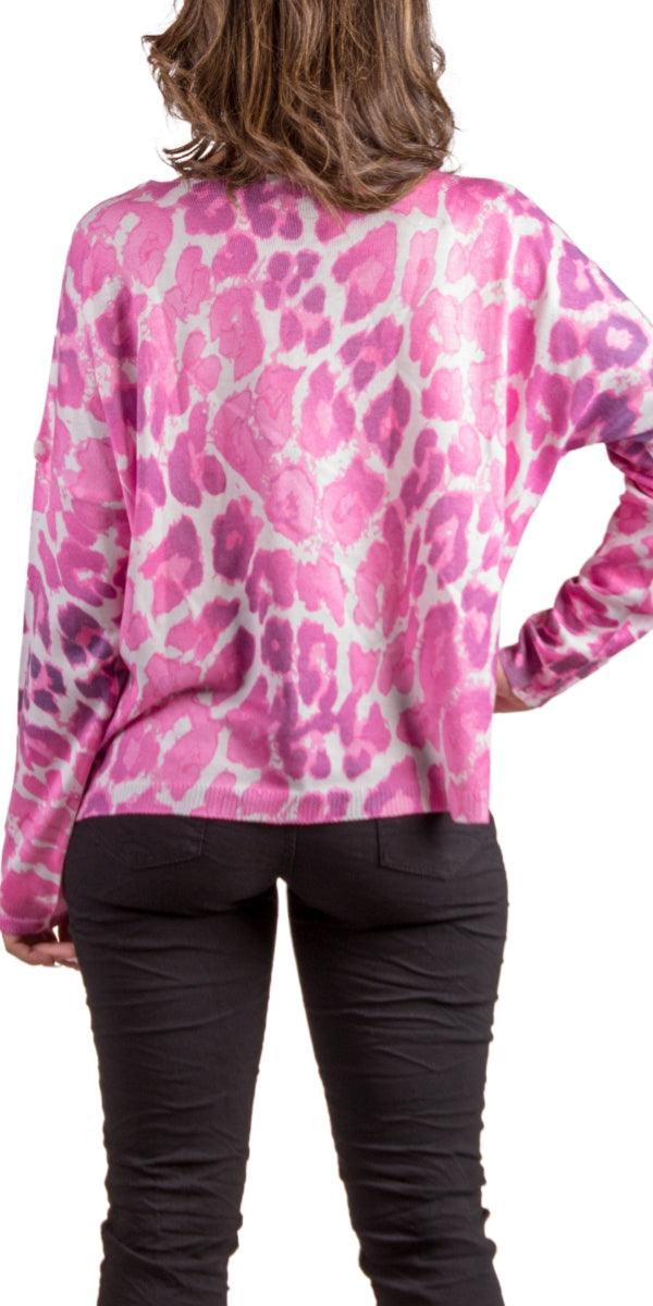Fedra Sweater - Gigi Moda - Made in Italy # animal print, Blouses, Comforatable fit, Gigi Moda, heart, Leopard Print, Long Sleeve, Made in Italy, Scoop Neck, Tops, Womans clothing