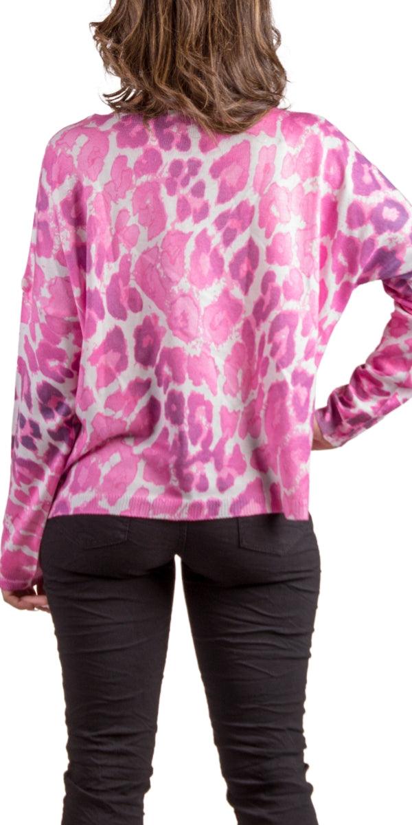 Fedra Sweater - Gigi Moda - Made in Italy # animal print, Blouses, Comforatable fit, Gigi Moda, heart, Leopard Print, Long Sleeve, Made in Italy, Scoop Neck, Tops, Womans clothing