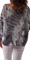Emy Batwing Sweater with Zebra Print