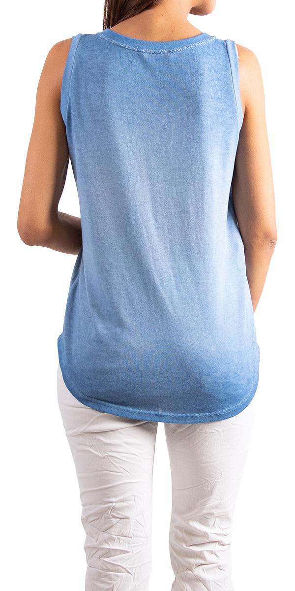 Ferno V-Neck Two Tone Tank - Gigi Moda - Made in Italy # free shipping, Gigi Moda, lightweight, Made in Italy, one size, OS, shimmer, Sleeveless, Top, V Neck