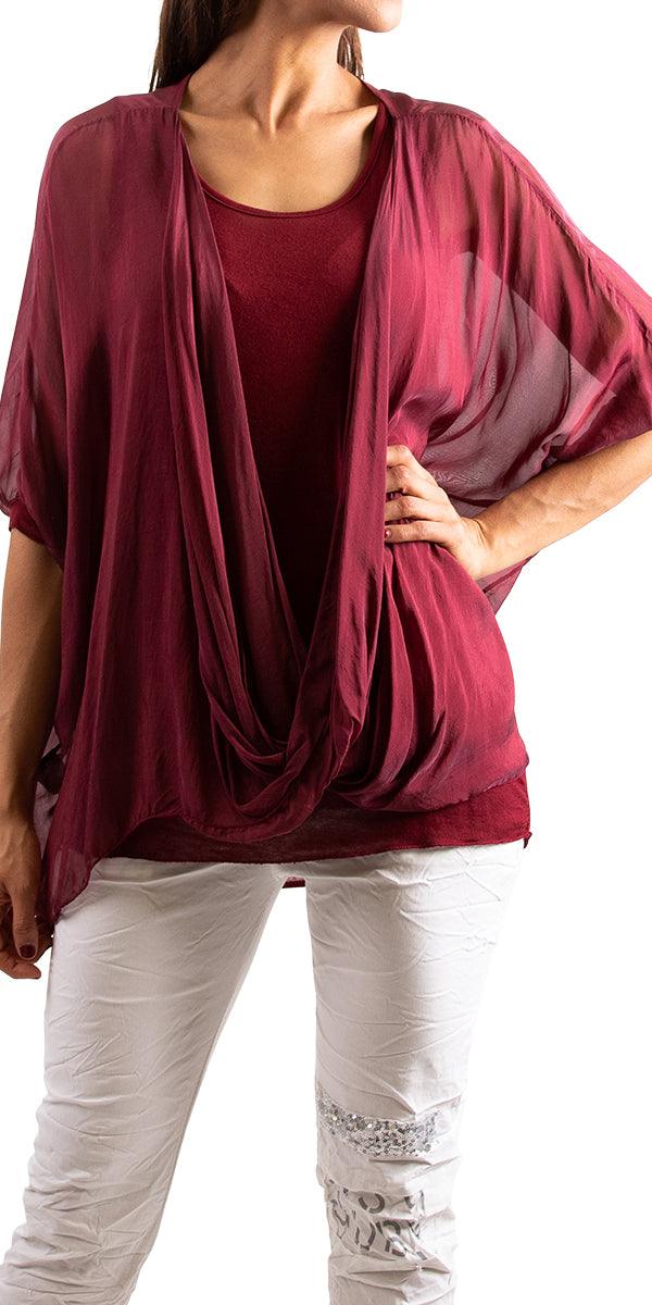 Atila Blouse - Gigi Moda - Made in Italy # 100% Silk, Blouse, Gigi Moda, hand wash, Made in Italy, OS, Silk, Top, washable