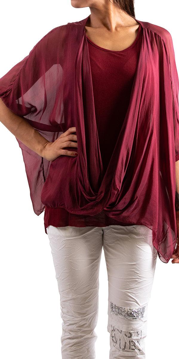 Atila Blouse - Gigi Moda - Made in Italy # 100% Silk, Blouse, Gigi Moda, hand wash, Made in Italy, OS, Silk, Top, washable