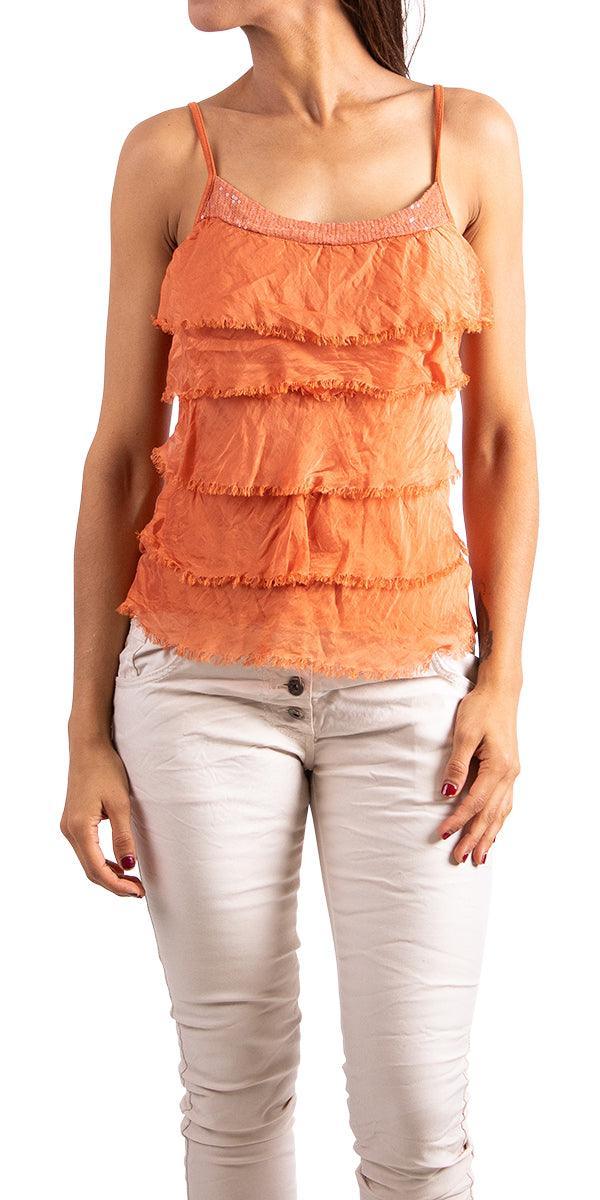 Pisa Spaghetti Strap Top - Gigi Moda - Made in Italy # 100% Silk, Blouse, free shipping, Made in Italy, one size, Silk, Sleeveless, summer, Top