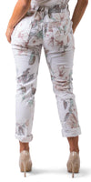 Poluma Flower Print Pants - Shop Gigi Moda - Made in Italy # Cropped pants, drawstring, flower print, Gigi Moda, lightweight, made in italy, pockets, stretch, Tie waist