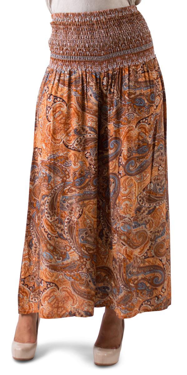 Paisley Jasper Pant - Gigi Moda - Made in Italy # elastic waist, gigi moda, Made in Italy, paisley print, Pants, ruched, summer, WIDE LEG