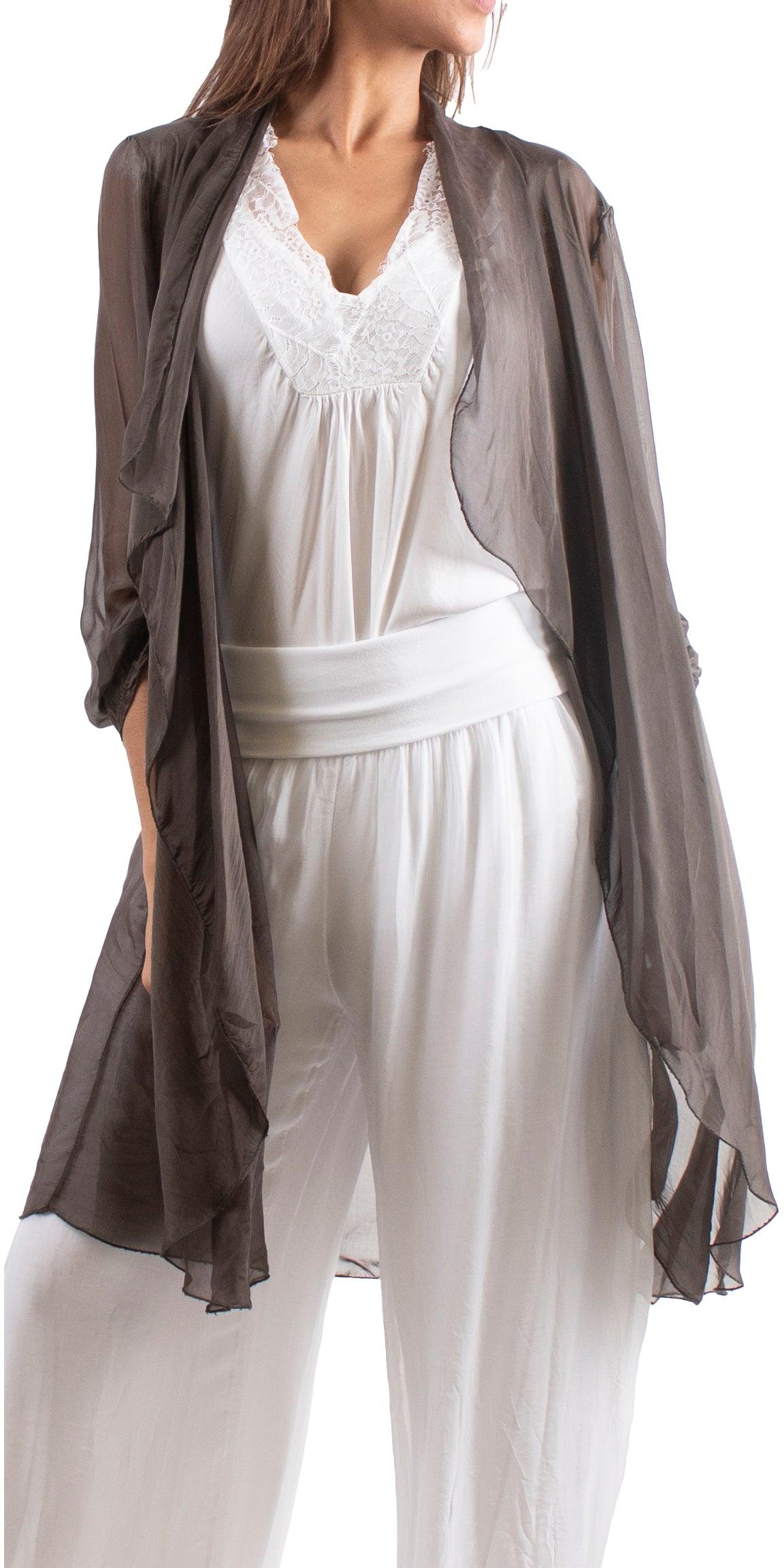 Portici Silk Cardigan - Gigi Moda - Made in Italy # 3/4 sleeve, Cardigan, free shipping, Gigi Moda, long, Made in Italy, one size, OS, Silk, viscose