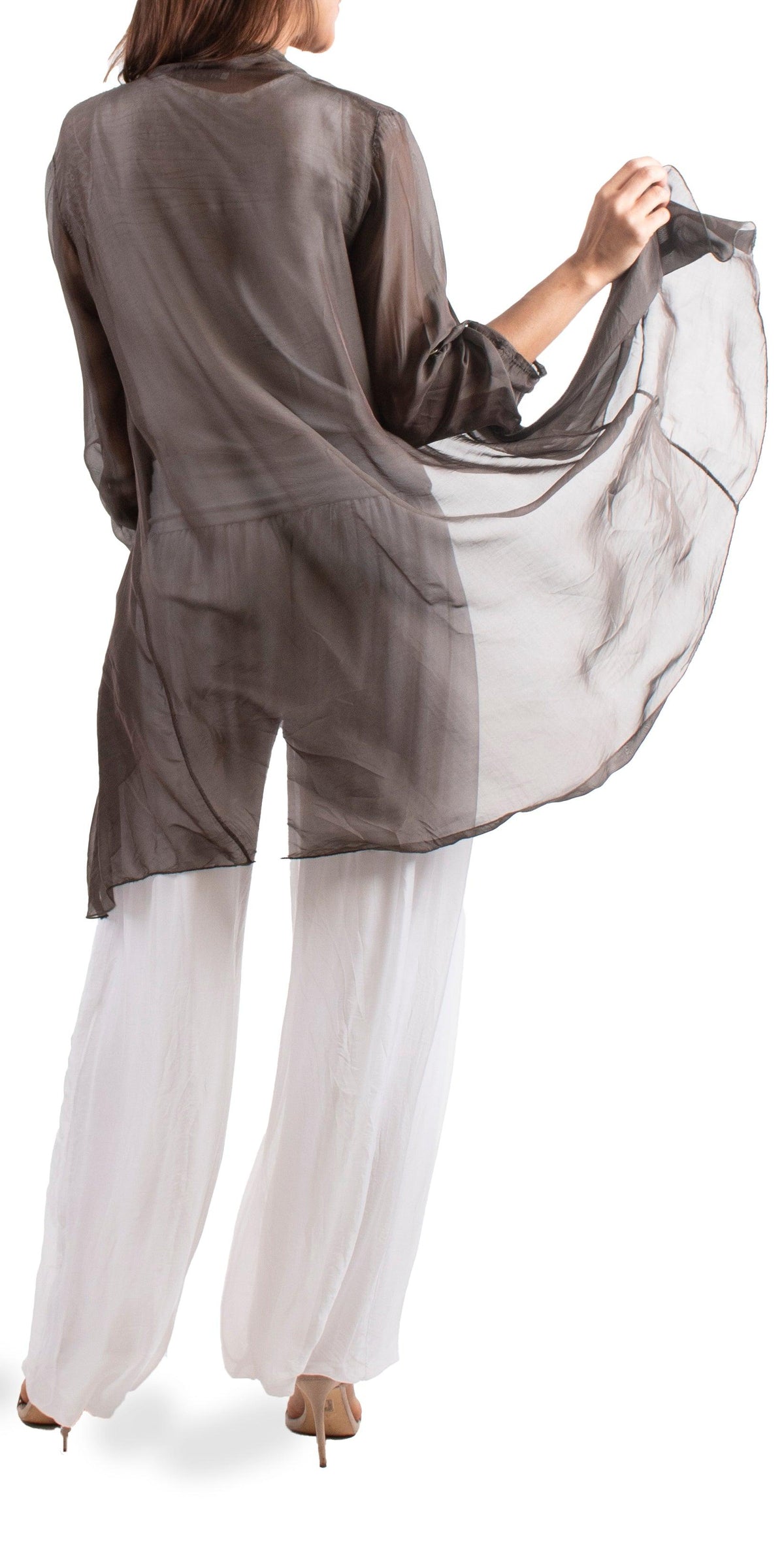 Portici Silk Cardigan - Gigi Moda - Made in Italy # 3/4 sleeve, Cardigan, free shipping, Gigi Moda, long, Made in Italy, one size, OS, Silk, viscose