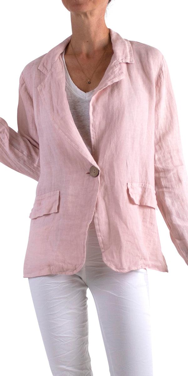 Sabrina Linen Blazer - Gigi Moda - Made in Italy # 100% Linen, blazer, button, clothing for women, Collared, faux pocket, Gigi Moda, italian brand, italian clothes, Italian Fashion, Jacket, open jacket