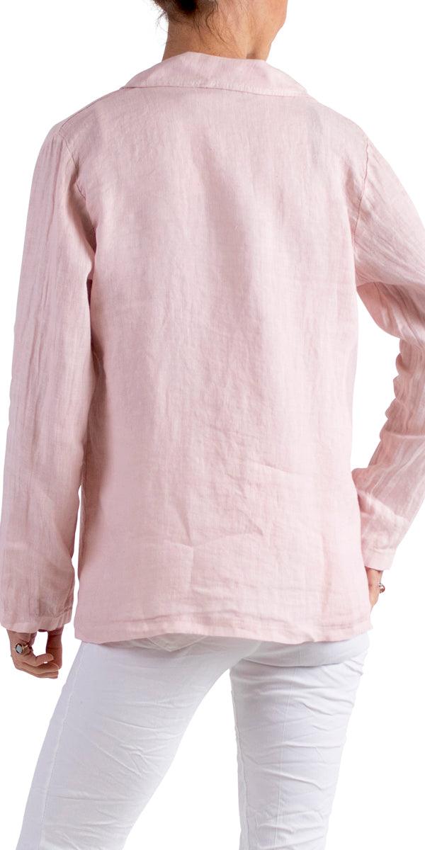 Sabrina Linen Blazer - Gigi Moda - Made in Italy # 100% Linen, blazer, button, clothing for women, Collared, faux pocket, Gigi Moda, italian brand, italian clothes, Italian Fashion, Jacket, open jacket