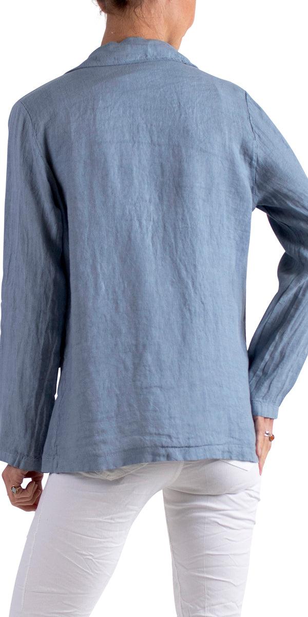 Sabrina Linen Blazer - Gigi Moda - Made in Italy # 100% Linen, blazer, button, clothing for women, Collared, faux pocket, Gigi Moda, italian brand, italian clothes, Italian Fashion, Jacket, open jacket