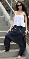 Gianara Sarouel Pants - Shop Gigi Moda - Made in Italy # button details, gigi moda, harem, linen, made in italy, pant, Pocket, Sarouel, shop gigi moda
