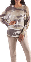 Emy Batwing Sweater With Camo Print