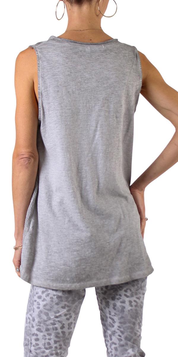 Sophia Cotton Tank - Gigi Moda - Made in Italy # 100% Cotton, gauze, Gigi Moda, high low, Made in Italy, one size, OS, Sleeveless, spring, summer, tank, Tank Top, Top