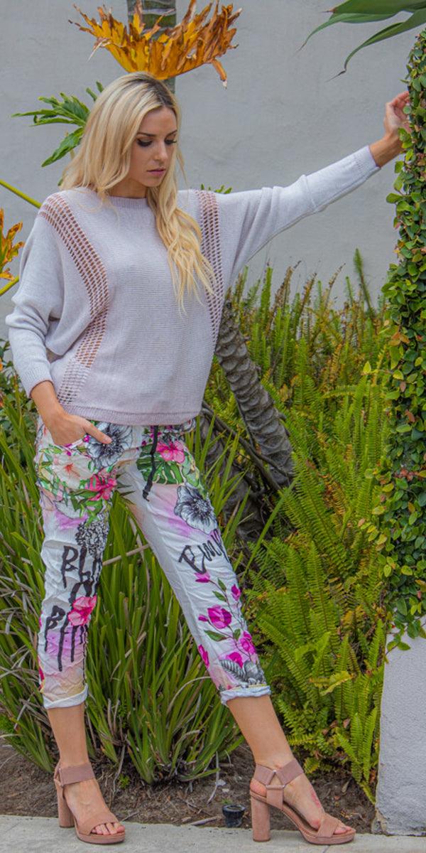 Vena Sweater - Gigi Moda - Made in Italy # casual sweater, Gigi Moda, Italian Clothing, Italian Made, Italian Sweater, italian top, knit sweater, Made in Italy, one size, pink, Sleeves, Sweater, warm