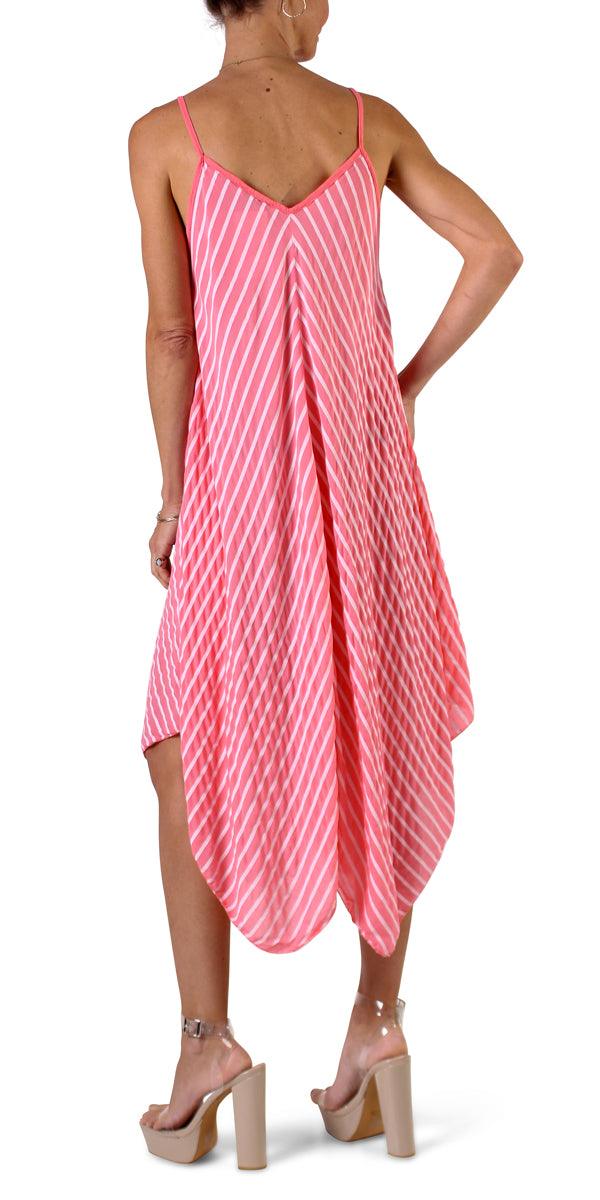 Il Lido Striped Dress - Gigi Moda - Made in Italy # beach dress, Dress, Gigi Moda, midi dress, resort wear, sharkbite hemline, Sleeveless, Spaghetti Strap, spaghetti strap dress, striped dress, stripes