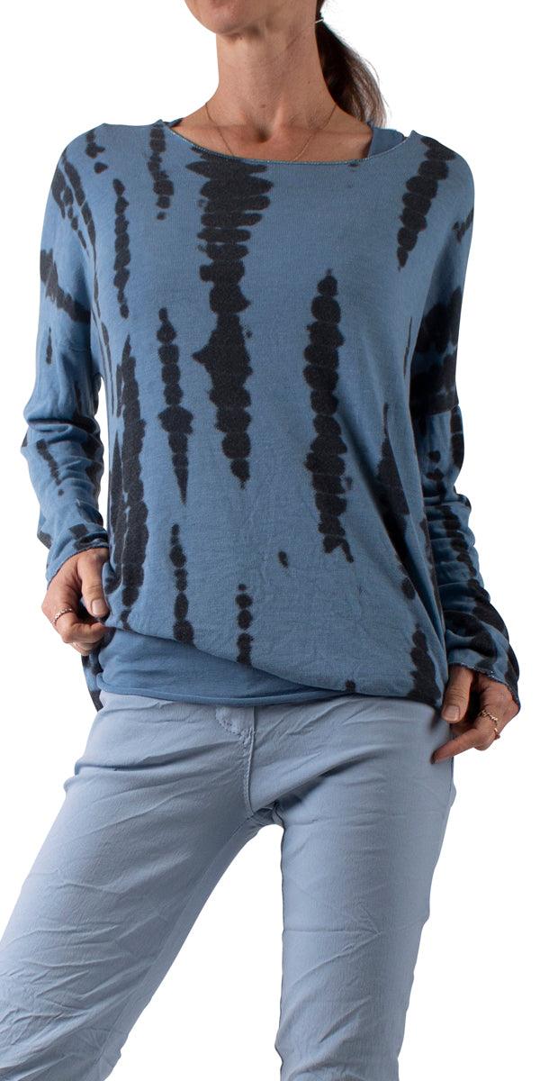 Vittoria Stripe Tie-Dye Sweater - Gigi Moda - Made in Italy # comforatable fit, comfortable, comfortable fit, comfy, comfy top, Gigi Moda, italian top, Made in Italy, one size, Tie Dye, Top, viscose