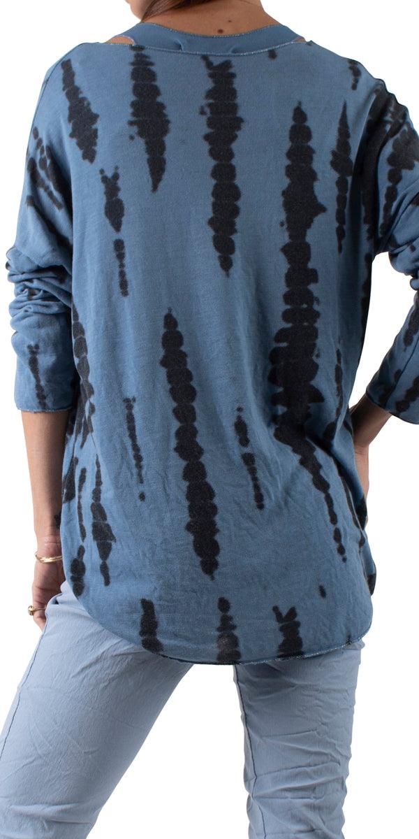 Vittoria Stripe Tie-Dye Sweater - Gigi Moda - Made in Italy # comforatable fit, comfortable, comfortable fit, comfy, comfy top, Gigi Moda, italian top, Made in Italy, one size, Tie Dye, Top, viscose