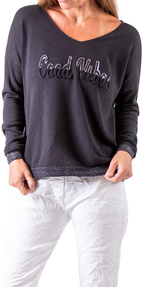 Bravo Knit Sweater - Gigi Moda - Made in Italy # casual sweater, embossed, Embroidered, free shipping, Gigi Moda, Italian Sweater, Knit, knit sweater, Made in Italy, one size, Sweater