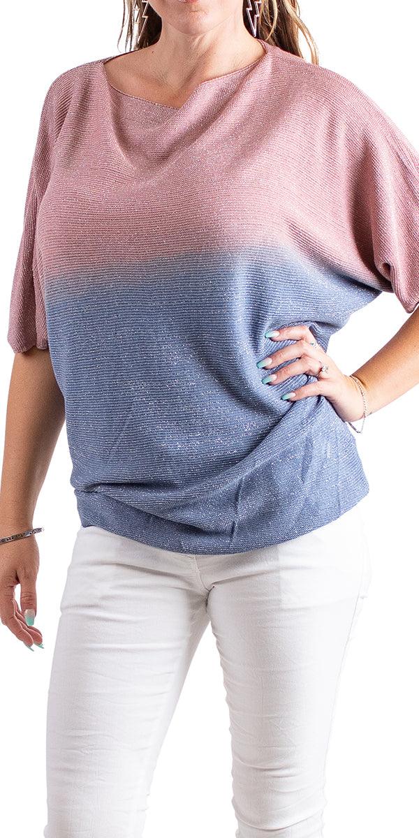 Aliba 2-Tone Sparkle Light Knit - Gigi Moda - Made in Italy # Comfortable fit, made in italy, T-shirt, Womens Clothing, Womens Tops