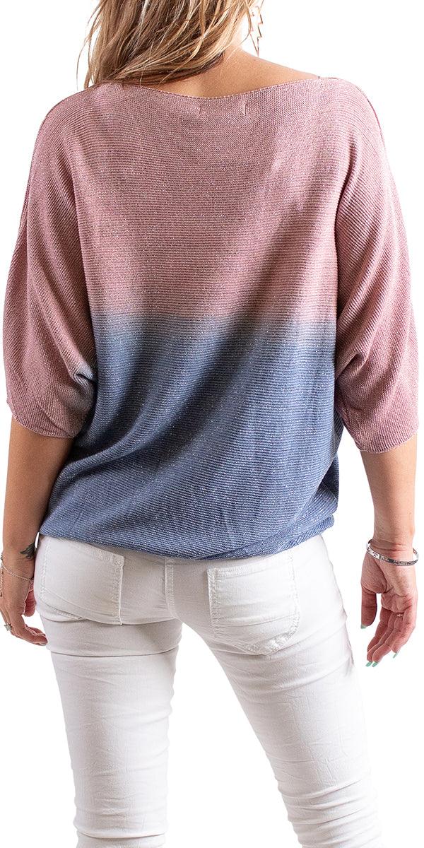 Aliba 2-Tone Sparkle Light Knit - Gigi Moda - Made in Italy # Comfortable fit, made in italy, T-shirt, Womens Clothing, Womens Tops