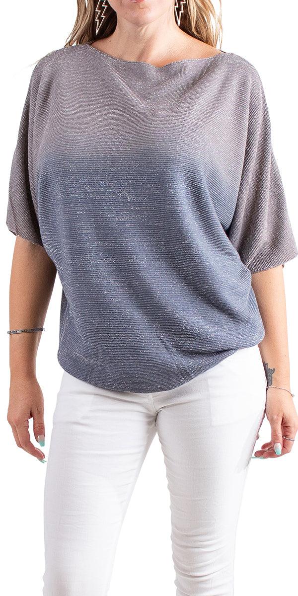 Aliba 2-Tone Sparkle Light Knit - Gigi Moda - Made in Italy # Comfortable fit, made in italy, T-shirt, Womens Clothing, Womens Tops