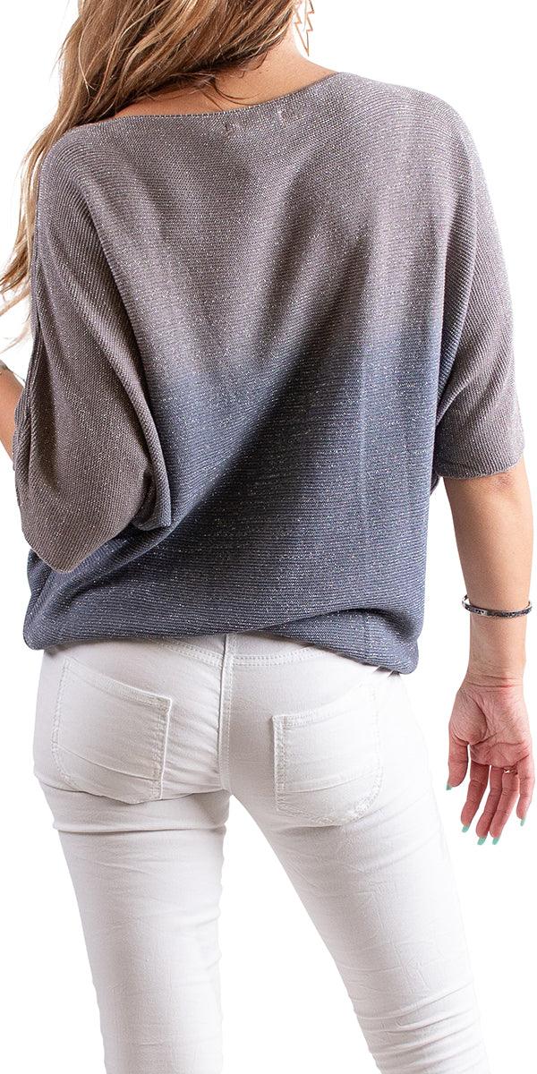 Aliba 2-Tone Sparkle Light Knit - Gigi Moda - Made in Italy # Comfortable fit, made in italy, T-shirt, Womens Clothing, Womens Tops
