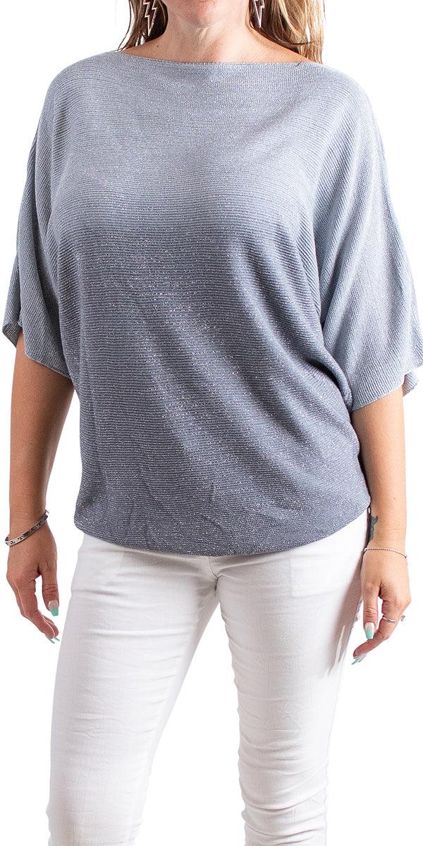 Aliba 2-Tone Sparkle Light Knit - Gigi Moda - Made in Italy # Comfortable fit, made in italy, T-shirt, Womens Clothing, Womens Tops