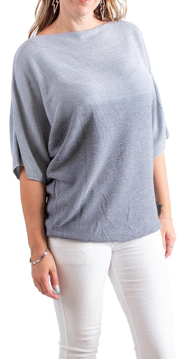 Aliba 2-Tone Sparkle Light Knit - Gigi Moda - Made in Italy # Comfortable fit, made in italy, T-shirt, Womens Clothing, Womens Tops