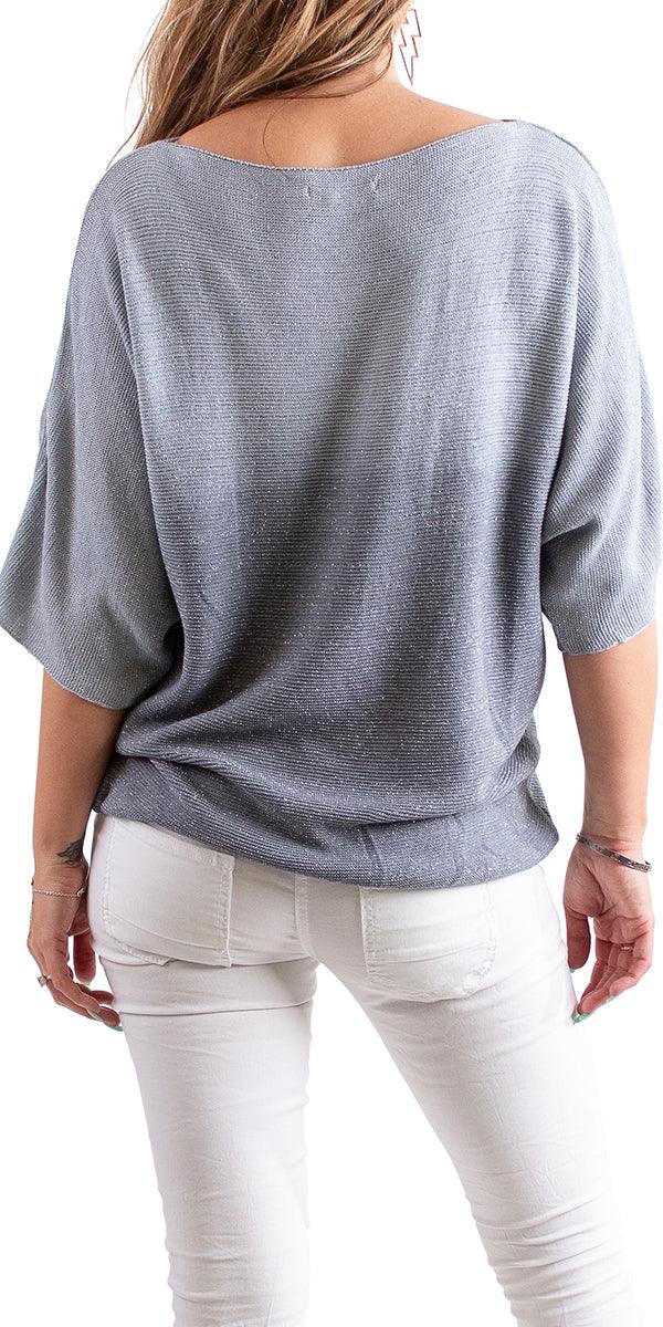 Aliba 2-Tone Sparkle Light Knit - Gigi Moda - Made in Italy # Comfortable fit, made in italy, T-shirt, Womens Clothing, Womens Tops