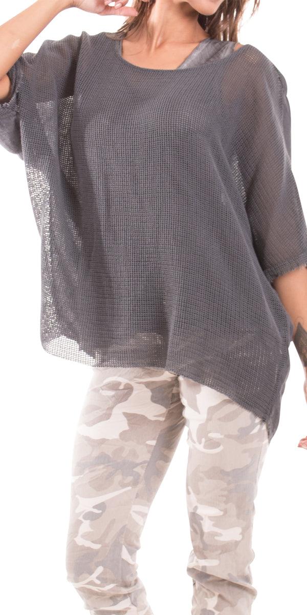 Calandra Linen Kaftan - Gigi Moda - Made in Italy # Blouse, cotton, fish net, Gigi Moda, gigi moda. made in italy, italian top, K9203, kaftan, linen, Made in Italy, OS, resort, resort wear, Top, washable