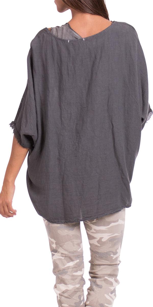 Calandra Linen Kaftan - Gigi Moda - Made in Italy # Blouse, cotton, fish net, Gigi Moda, gigi moda. made in italy, italian top, K9203, kaftan, linen, Made in Italy, OS, resort, resort wear, Top, washable