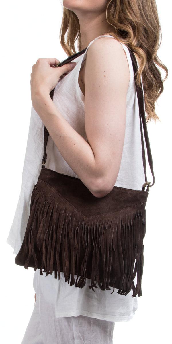 The Frida - Gigi Moda - Made in Italy # ADJUSTABLE, clutch, fringe bag, Gigi Moda, handbag, italian leather, Leather, Made in Italy, sale, SUEDE, zipper bag