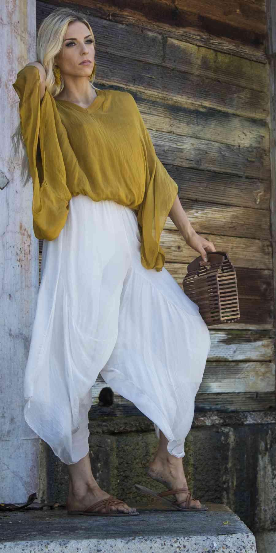 Macha Pant - Gigi Moda - Made in Italy # 100% Silk, balloon pant, Gigi Moda, hand wash, Italian pant, Made in Italy, OS, Pants, Silk, washable