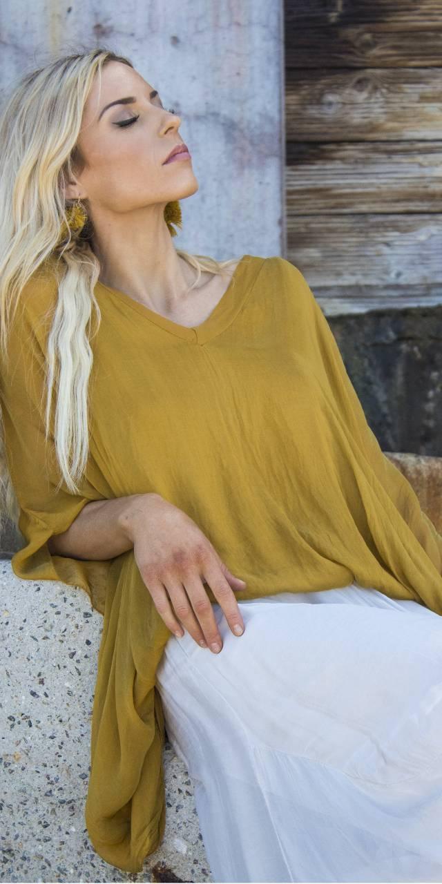 Seta Anna Blouse - Gigi Moda - Made in Italy # 100% Silk, Blouse, Gigi Moda, italian top, Made in Italy, OS, Silk, Top, washable