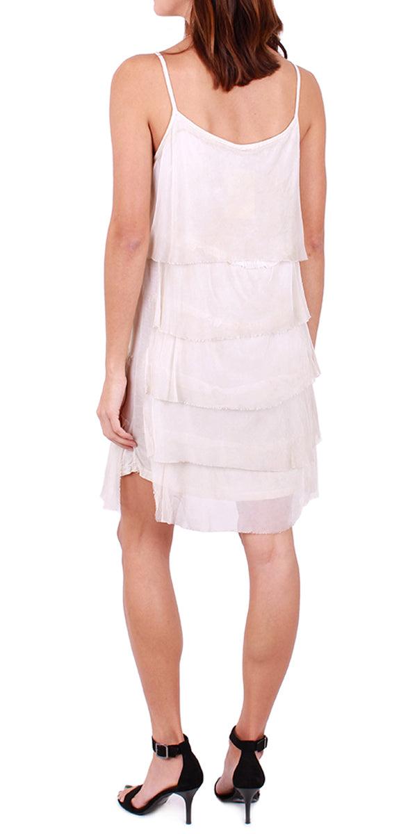 Siena Sequined Dress - Gigi Moda - Made in Italy # 100% Silk, Dress, Layers, Made in Italy, OS, Ruffle, Sequins, Silk, Spaghetti Strap