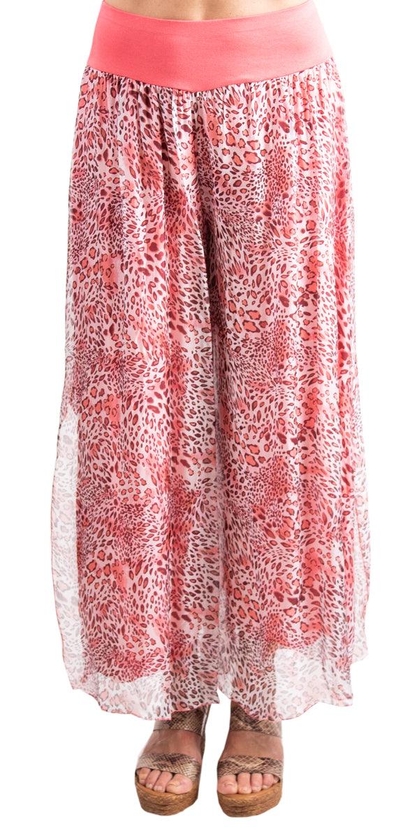 Jasmin Cheetah slit Pants - Shop Gigi Moda - Made in Italy # Cheetah Print, clothing for women, comfortable fit, italian clothes, made in italy, pant, womens clothing