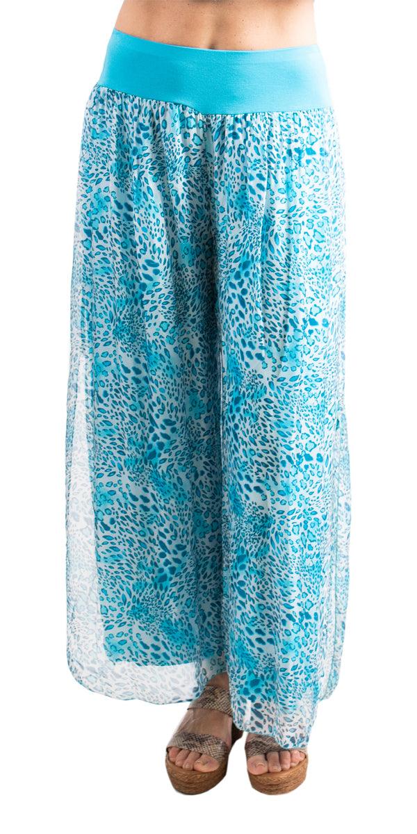 Jasmin Cheetah slit Pants - Gigi Moda - Made in Italy # Cheetah Print, clothing for women, comfortable fit, italian clothes, made in italy, pant, womens clothing